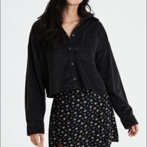 Corduroy cropped button up
